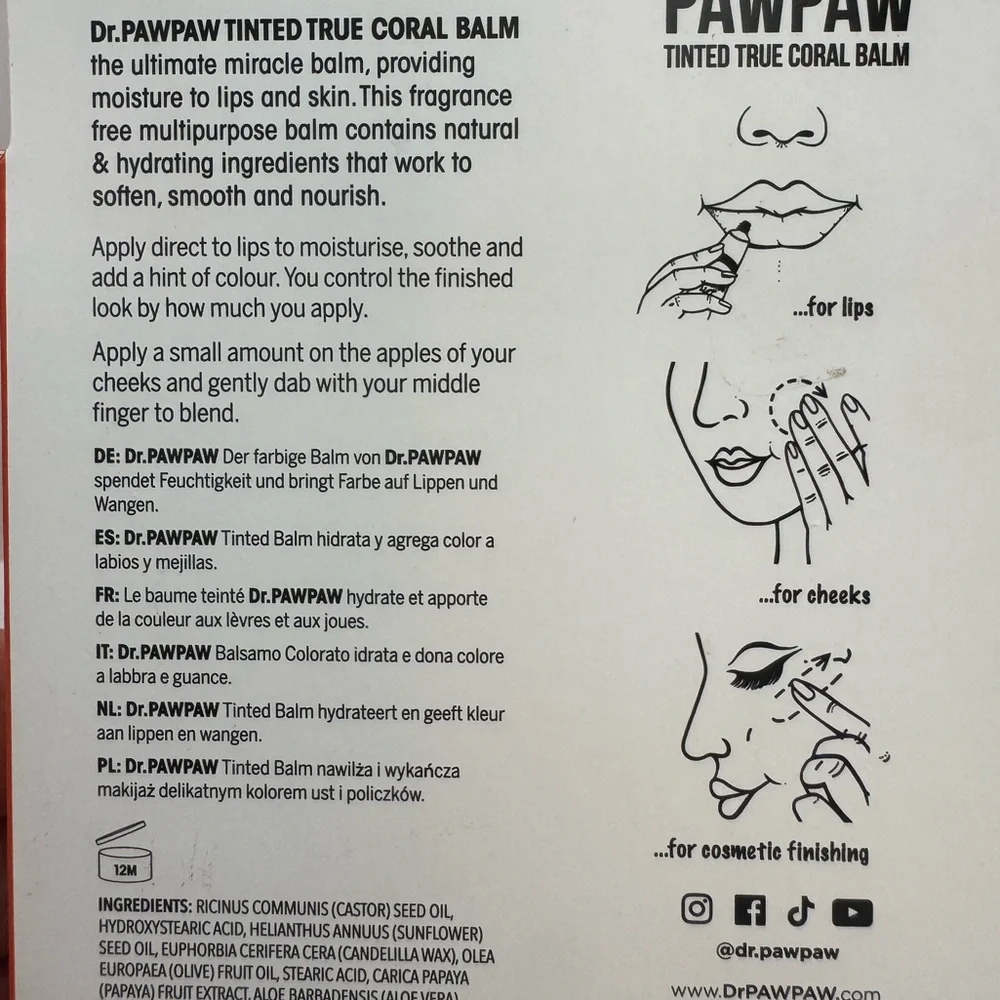 Dr. PawPaw Coral Tinted Balm For Lips & Cheeks